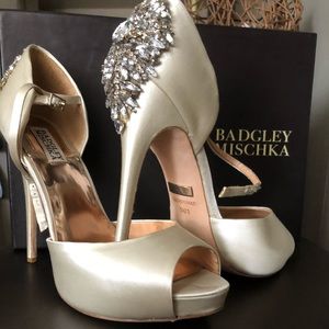 Badgley Mischka Kindra Stone Satin Pumps